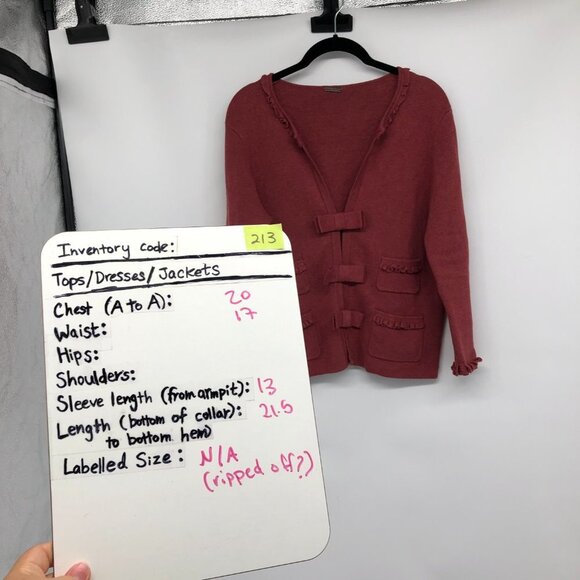 Sandra Angelozzi Berry Pink Coral Bow Blazer Cardigan size ~L - Picture 14 of 15